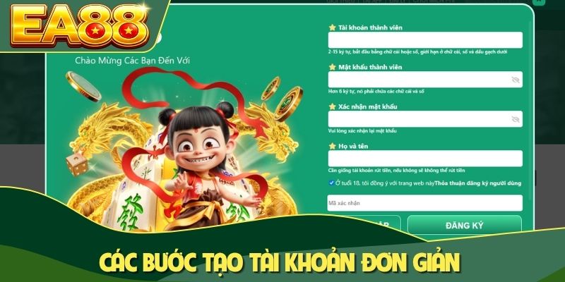 Các bước tạo tài khoản đơn giản