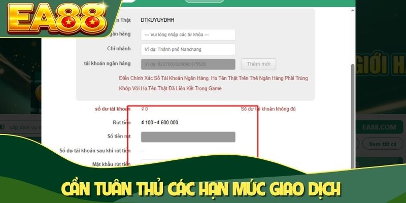 Cần tuân thủ các hạn mức giao dịch