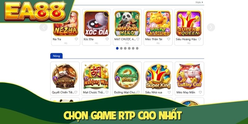Chọn game RTP cao nhất