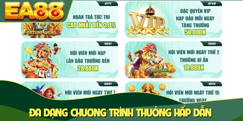 Đa dạng chương trình thưởng hấp dẫn