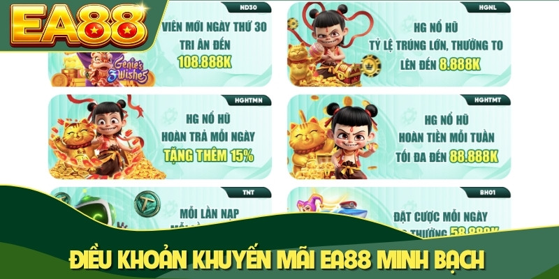Điều khoản khuyến mãi EA88 minh bạch