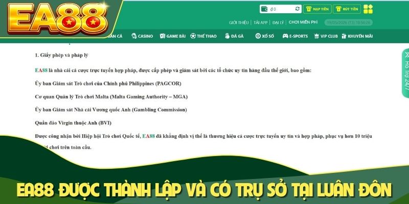 EA88 được thành lập và có trụ sở tại Luân Đôn